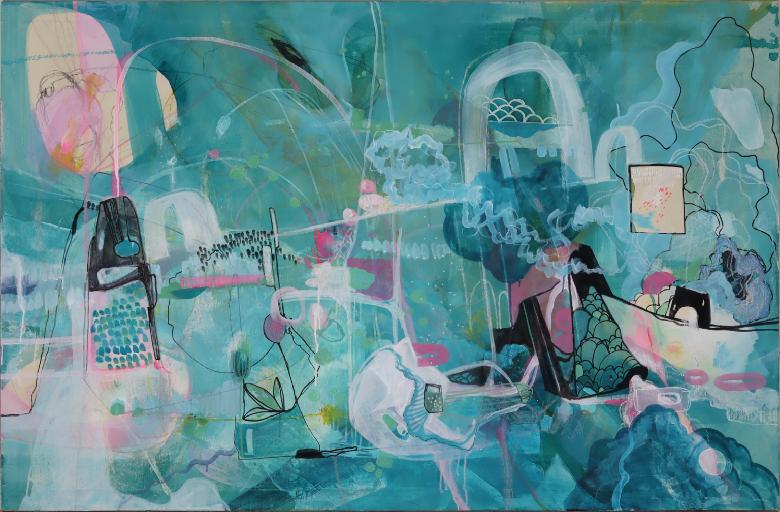 — voll voll — 2023, mixed media auf leinwand, 157 x 102 cm