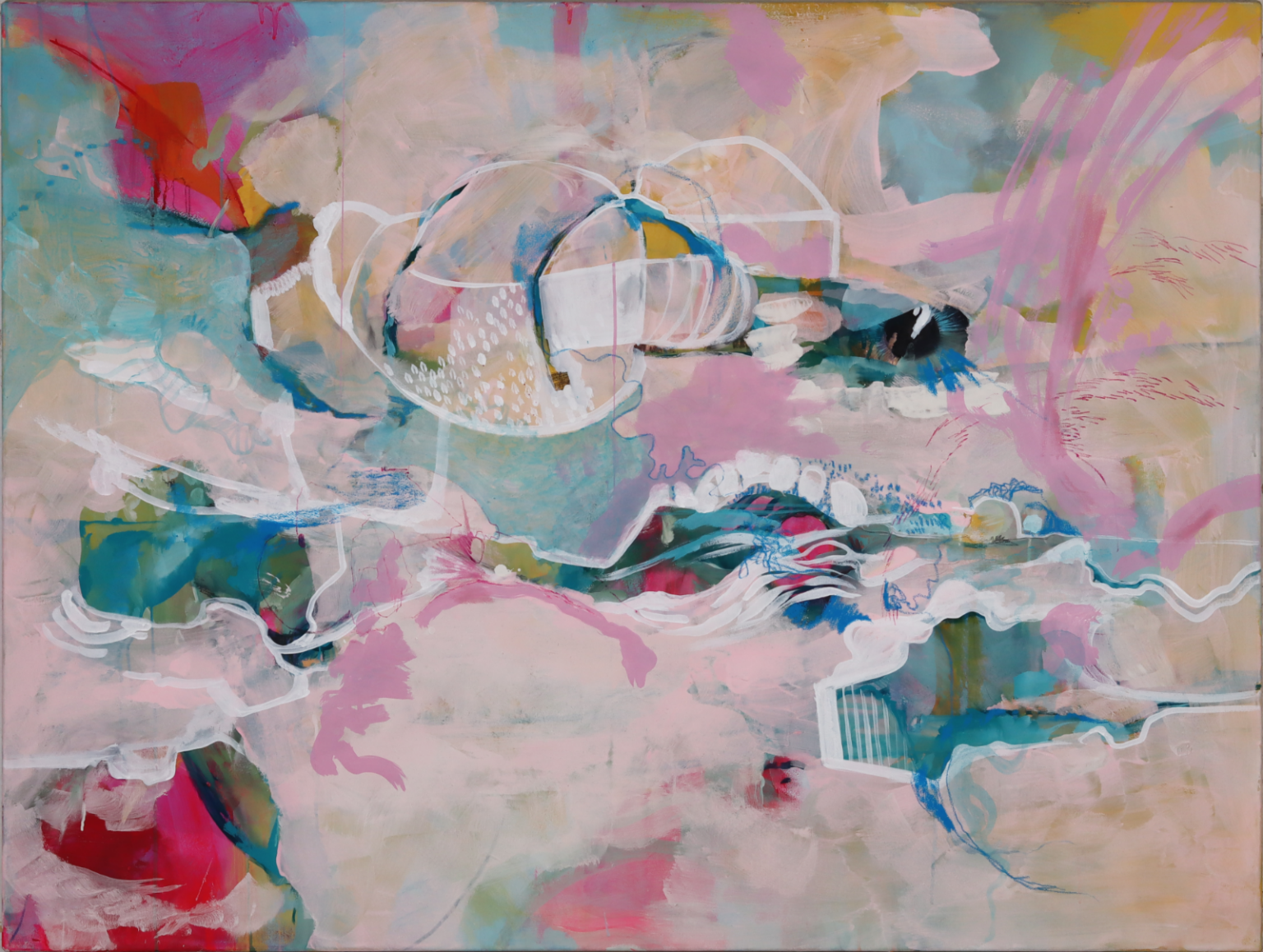 — safe space — 2024 mixed media auf leinwand, 140 x 105 cm