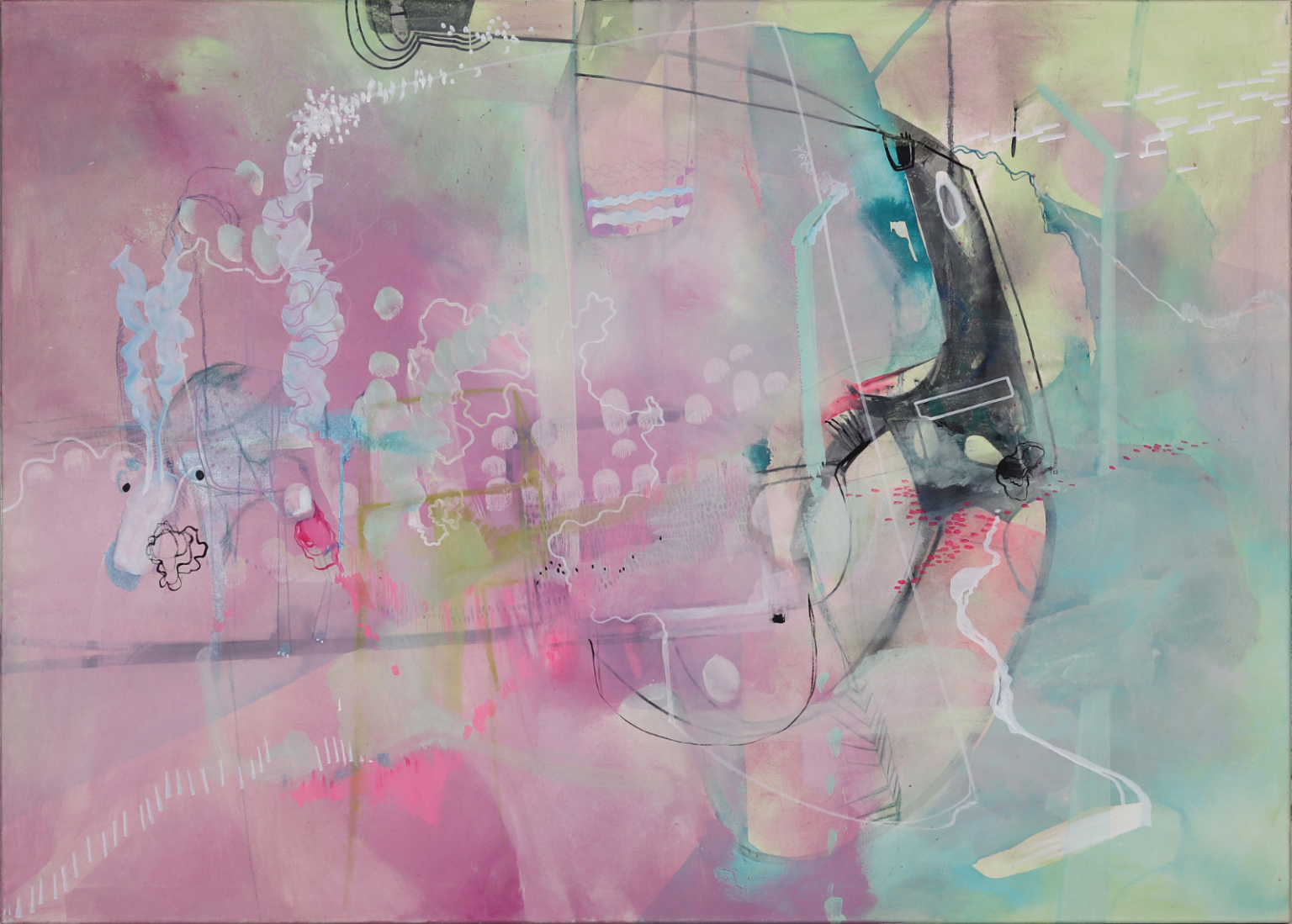 — frühlingsfrisch zerpflückt — 2023 mixed media auf leinwand, 140 x 100 cm